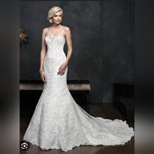 Kenneth Winston Ivory Wedding Dress Beaded Sweetheart Neck, Corset Back Size 6